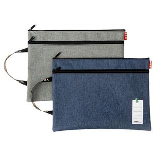 手提包文件袋拉链a4小学生分类科目袋帆布办公男女收纳资料袋定制