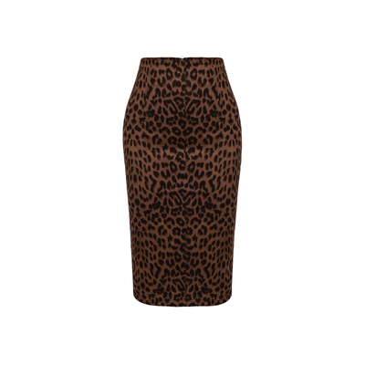 XULU原创轻奢麂皮绒豹纹时尚性感包臀裙气质百搭高腰中长款半身裙