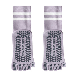 五指瑜伽袜子防滑专业女秋冬普拉提训练室内运动专用健身长筒分趾