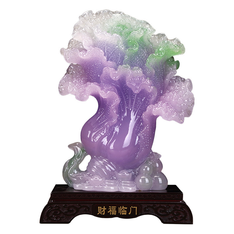 高档翡翠色白菜招财摆件财福临门