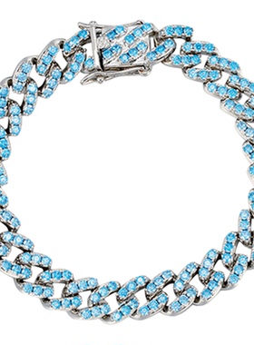 KREAM 蓝色锆石古巴手链男嘻哈女欧美潮流小众