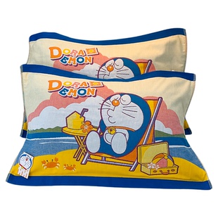 哆啦A梦正版枕巾纱布成人加厚枕巾学生纱布枕巾一对装