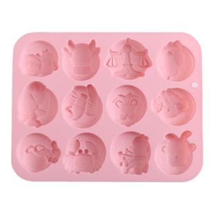 卡通笑脸熊猫DIY食品级巧克力硅胶米糕果冻白凉粉冰块千层糕模具