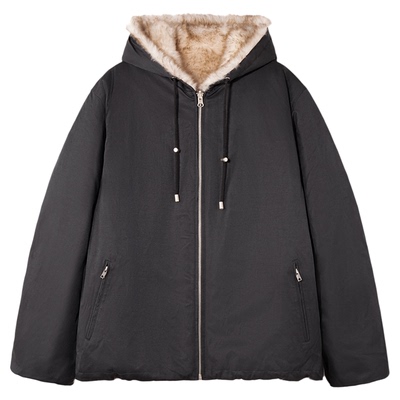 COCO ZONE 刘 一一 “马德里”进口连帽拉链皮草 CD2A3116