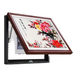 牡丹花开富贵电表箱装饰画中式免打孔推拉遮挡箱配电箱电闸盒挂画