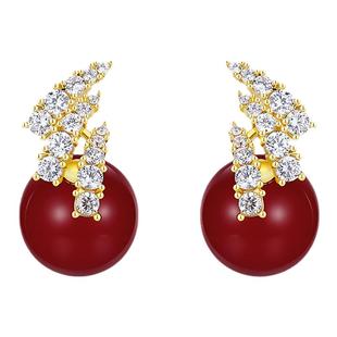 【紫罗兰正版】金三彩红色耳环女气质轻奢高级感耳饰生日礼物潮