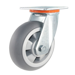 重型U型省力静音TPR橡胶脚轮4寸5寸6寸8寸万向轮带刹车手推车轮子