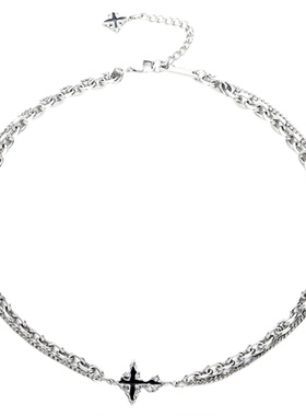 溶解暗黑十字架项链男款百搭个性潮流高级感美式钛钢男生潮流手链