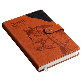 A5笔记本本子2026马年新款商务记事本企业定制可印logo成人工作办公用会议记录本精美礼盒高档皮面搭扣日记本