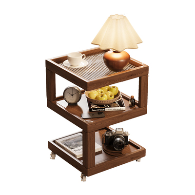 实木沙发边几可移动茶几带轮沙发