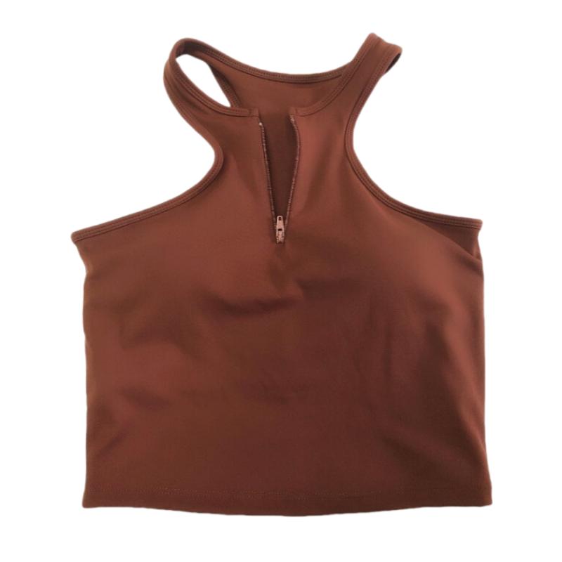 运动健身背心女式带胸垫速干拉链工字瑜伽服文胸跑步训练上衣马甲