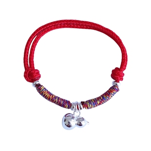 足银999纯银葫芦盘缠手链女红绳实心手工编织本命年手绳亲子礼物