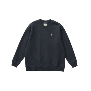 吃茶去chichaqu25秋冬重磅全棉圆领卫衣复古宽松加厚纯棉刺绣麻雀