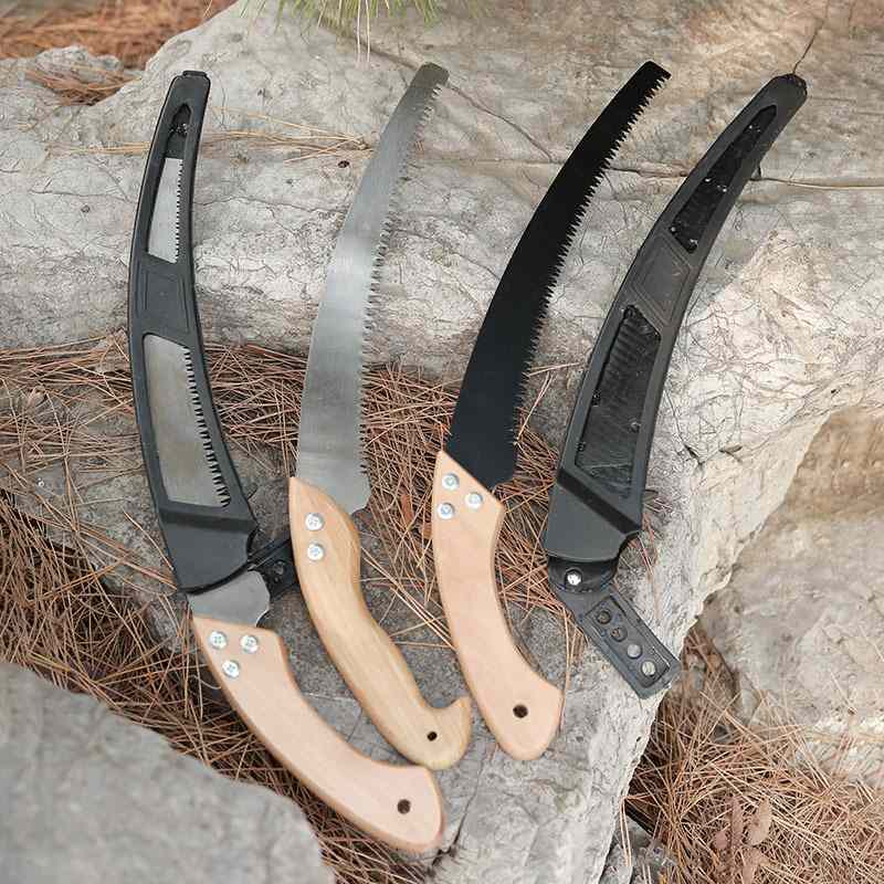 园林农用工具木柄带黑胶果枝手锯弯锯锯350面套3木柄齿锯粗树枝枝