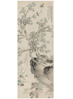 明沈周黄菊丹桂图仿古画高清微喷