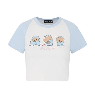 FRAILSTATE撞色小熊印花短T