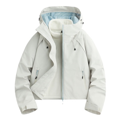 稻草人短款冲锋衣女款2025新款秋冬防风防水小个子登山三合一外套