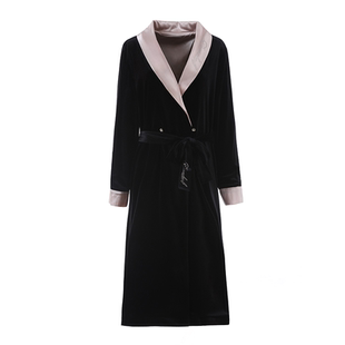 DIMDEVL汀黛25年秋冬丝绒睡衣女款轻奢翻领缎面中长款高级感睡袍