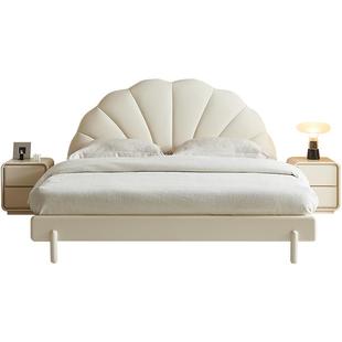 全友家居现代简约花瓣软包皮床卧室实木床脚高箱储物床1米5家具