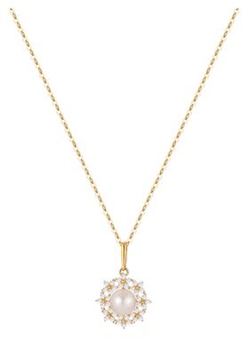 一撇一捺YPYN浮光向阳项链14K金淡水珍珠项链9K金吊坠颈饰高级感