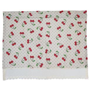 鸢尾乡旅美式乡村棉麻樱桃半帘门帘柜子帘厨房窗帘飘窗免打孔定制