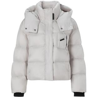 LAGOGO连帽短款羽绒服女士拉谷谷2025冬新款浅灰色外套ODYY23XC62