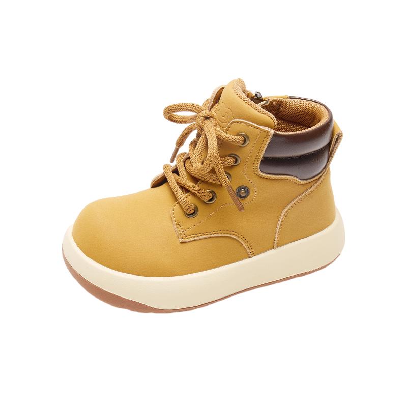 小米步女童靴子2025冬季新款儿童轻便皮靴男童休闲大黄靴女孩短靴
