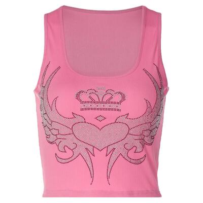 gusty烫钻露脐吊带辣妹背心