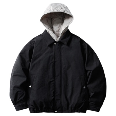 wtmp日系复古设计拼色连帽羽绒服