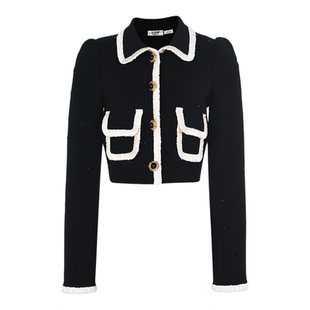 【爆款补单】【赵美延同款】lefame拉飞姆翻领针织开衫外套女