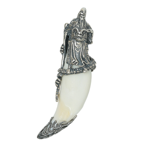 999纯银狼狗牙吊坠包银生日本命年项链男士女士情侣獒牙狗牙套