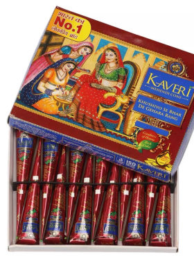 kaveri纯植物棕色海娜手绘膏印度海纳纹身膏身体彩绘膏henna持久
