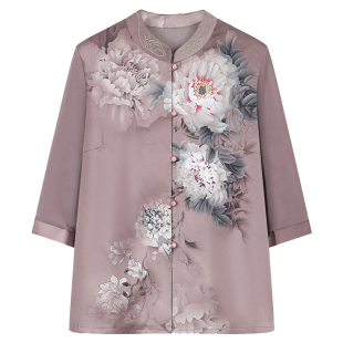 妈妈装2025夏装新款女中老年人雪纺衬衫奶奶夏季中袖老人太太衣服