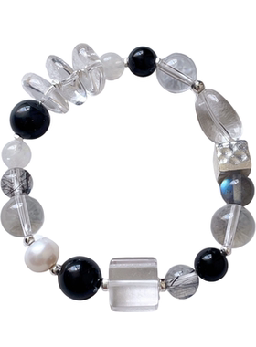 天然多色水晶手串女ins小众设计