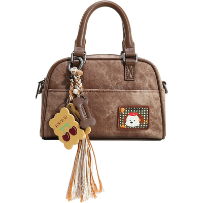 TOUTOU仿牛仔手提保龄球波士顿包