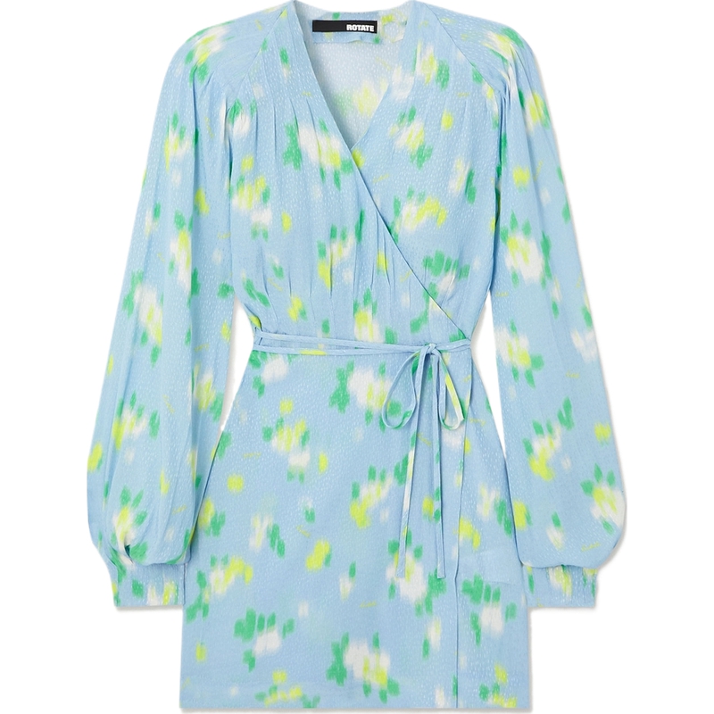 【折扣】Rotate 女印花提花迷你长袖连衣裙