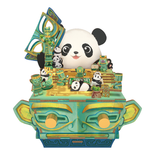 同趣三星堆乐园八音盒国风熊猫周边积木拼图摆件diy新年礼物女生