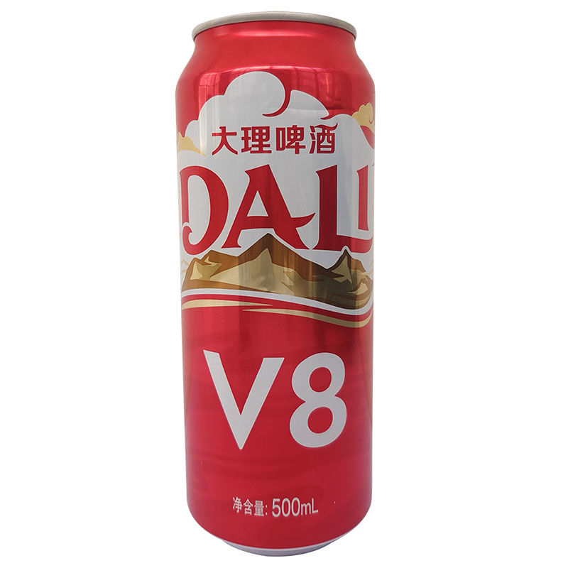 大理啤酒V8经典系列云南特产嘉士伯啤酒500ml红罐听装夏整件包邮