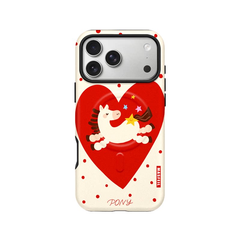 MASFEIL × 福运小马适用苹果17Promax手机壳新款Lo8磁吸支点支架iPhone16Pro套高级感15红色新年创意女14pm