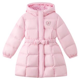 PawinPaw卡通小熊童装25秋冬新款女童中长款蝴蝶结收腰保暖羽绒服