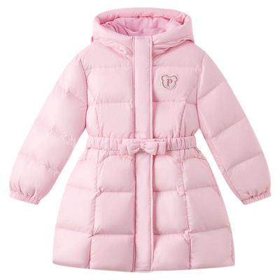 PawinPaw卡通小熊童装25秋冬新款女童中长款蝴蝶结收腰保暖羽绒服