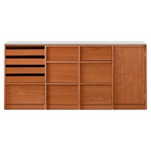 浮生记/岩板餐边柜矮柜收纳柜半抽咖啡柜落地靠墙一体储物柜家用