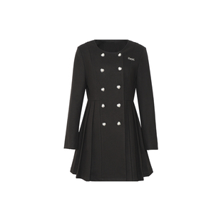 GW大码女装温柔气质正肩黑色显瘦西装连衣裙2025秋季新款微胖mm女