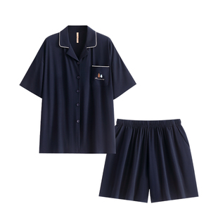 家乐芬睡衣女夏季夏天夏款短袖短裤开衫简单莫代尔家居服大码套装