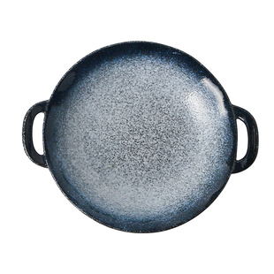 日式餐具双耳咖喱盖饭盘子干锅高级感新款意面复古餐盘网红陶瓷碗