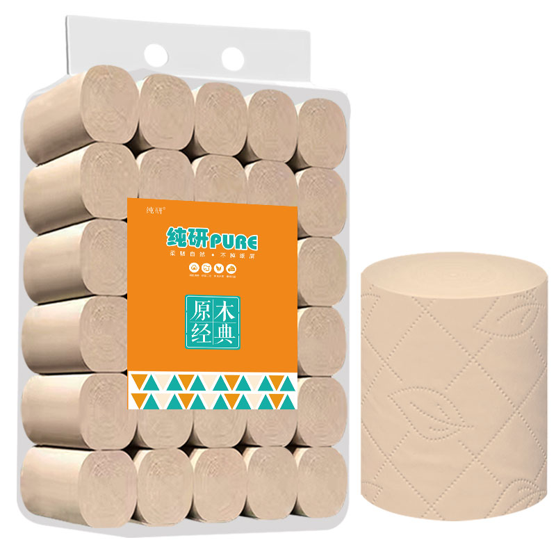 纯研30卷竹浆本色5层压花卫生纸