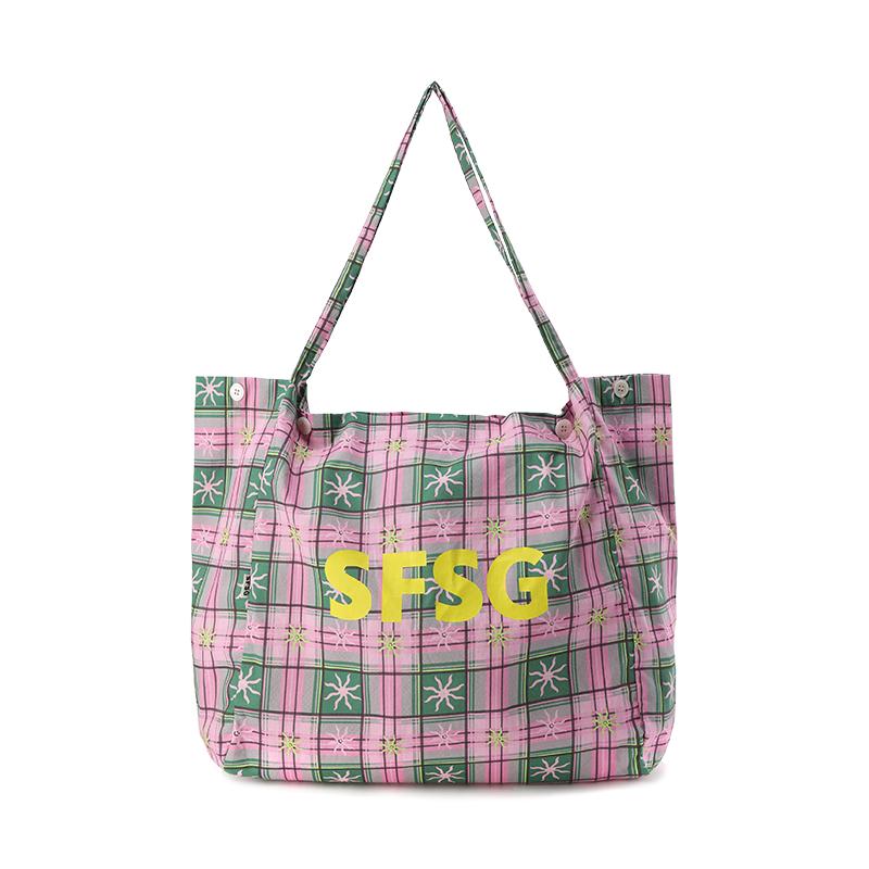 SFSG 格纹太阳LOGO粉绿通用款女包