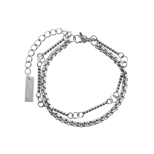 SAZ日潮复古2024新款双层钛钢手链男潮ins轻奢小众简约高级感手饰