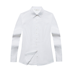 虎豹春季商务修身百搭通勤工作服正装长袖衬衫女职业装白衬衣