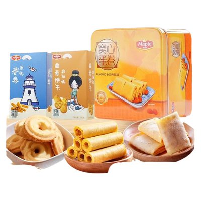 枫叶窝心蛋卷送曲奇蛋卷